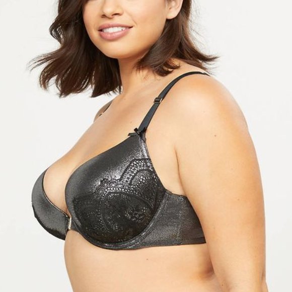 Metallic Front-Close Boost Plunge Bra With Lace - Picture 5 of 12